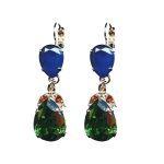 Earrings By Mariana Woman Stunning Royal Blue and Fern Green Swarovski Crystals - Image 2