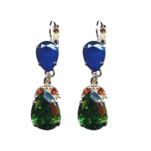 Earrings By Mariana Woman Stunning Royal Blue and Fern Green Swarovski Crystals