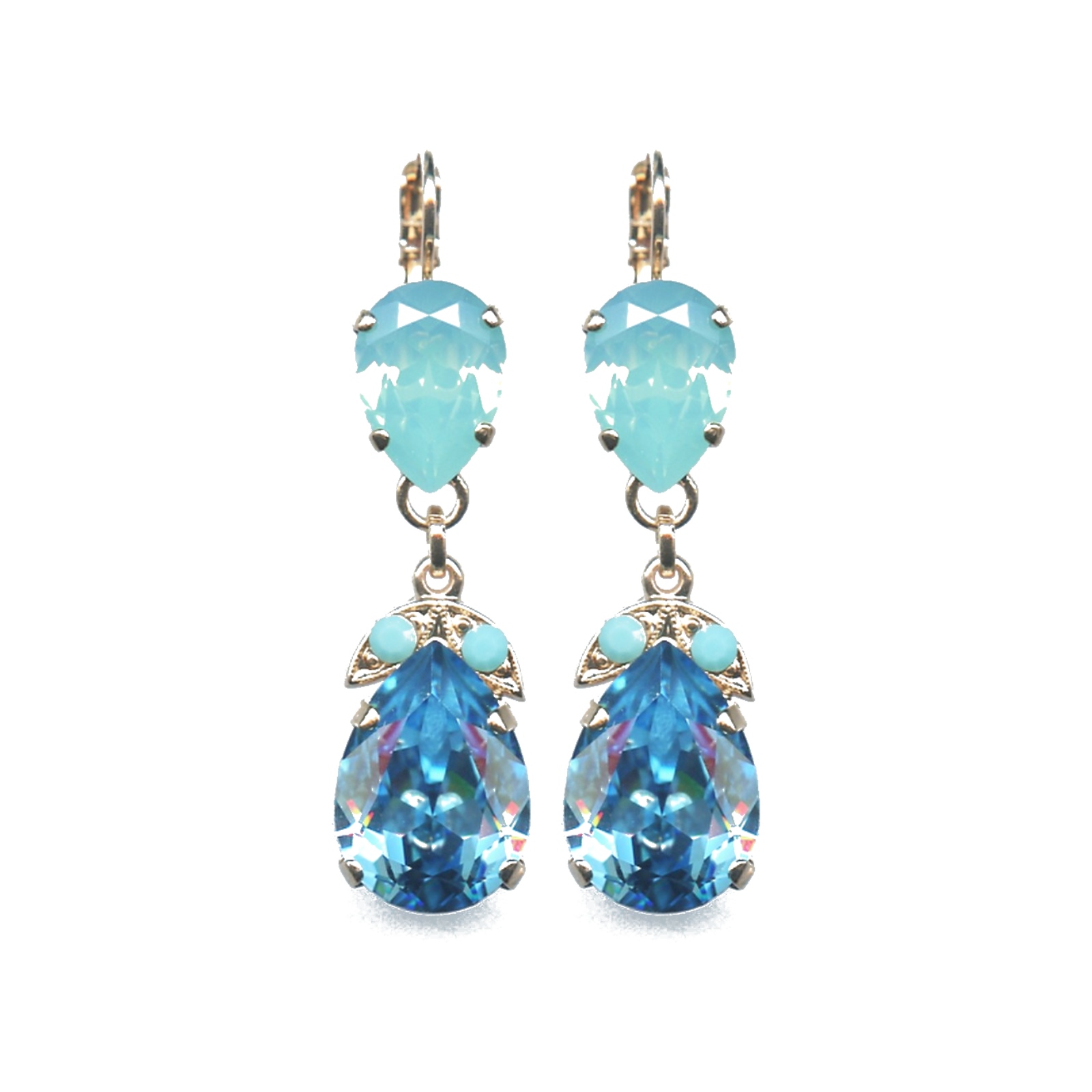 E-1032-4-2677-SP6 Earrings By Mariana Woman Turquoise and AB and Pacific Opal Swarovski Crystals - Image 1