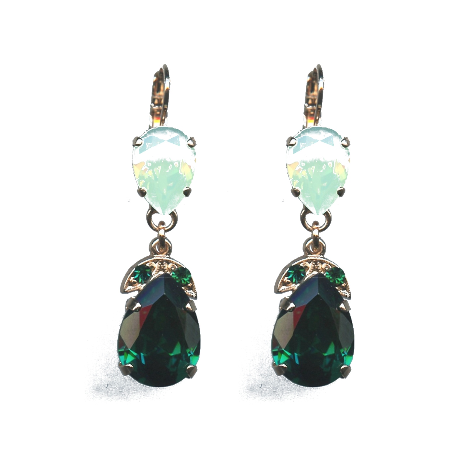 E-1032-4-294205-SP6 Earrings By Mariana Woman Chic Chrysolite opal and Emerald Swarovski Crystals - Image 1