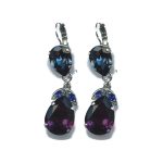 Earrings By Mariana Woman Feminine Capri Blue and Fuchsia Swarovski Crystals - Image 2