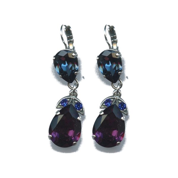 Earrings By Mariana Woman Feminine Capri Blue and Fuchsia Swarovski Crystals