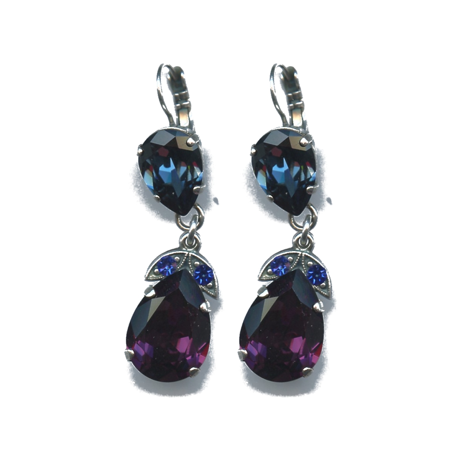 E-1032-4-3101-SP6 Earrings By Mariana Woman Feminine Capri Blue and Fuchsia Swarovski Crystals - Image 1