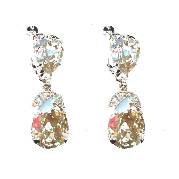 Earrings By Mariana Woman Chic Cream pearl and Golden shadow Swarovski Crystals