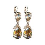 Earrings By Mariana Woman Silk(Gold Quartz) and Golden Shadow Swarovski Crystals