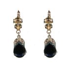 Earrings By Mariana Woman Chic Silk(Gold Quartz) and Jet Swarovski Crystals
