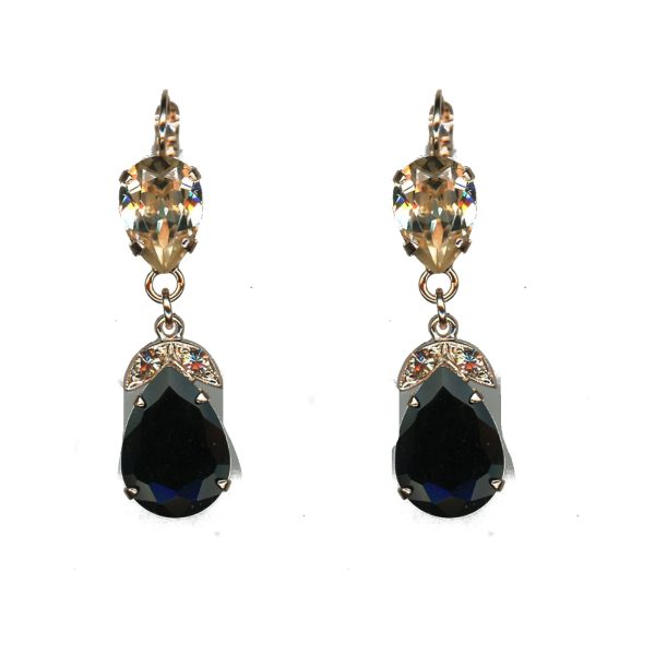 Earrings By Mariana Woman Chic Silk(Gold Quartz) and Jet Swarovski Crystals