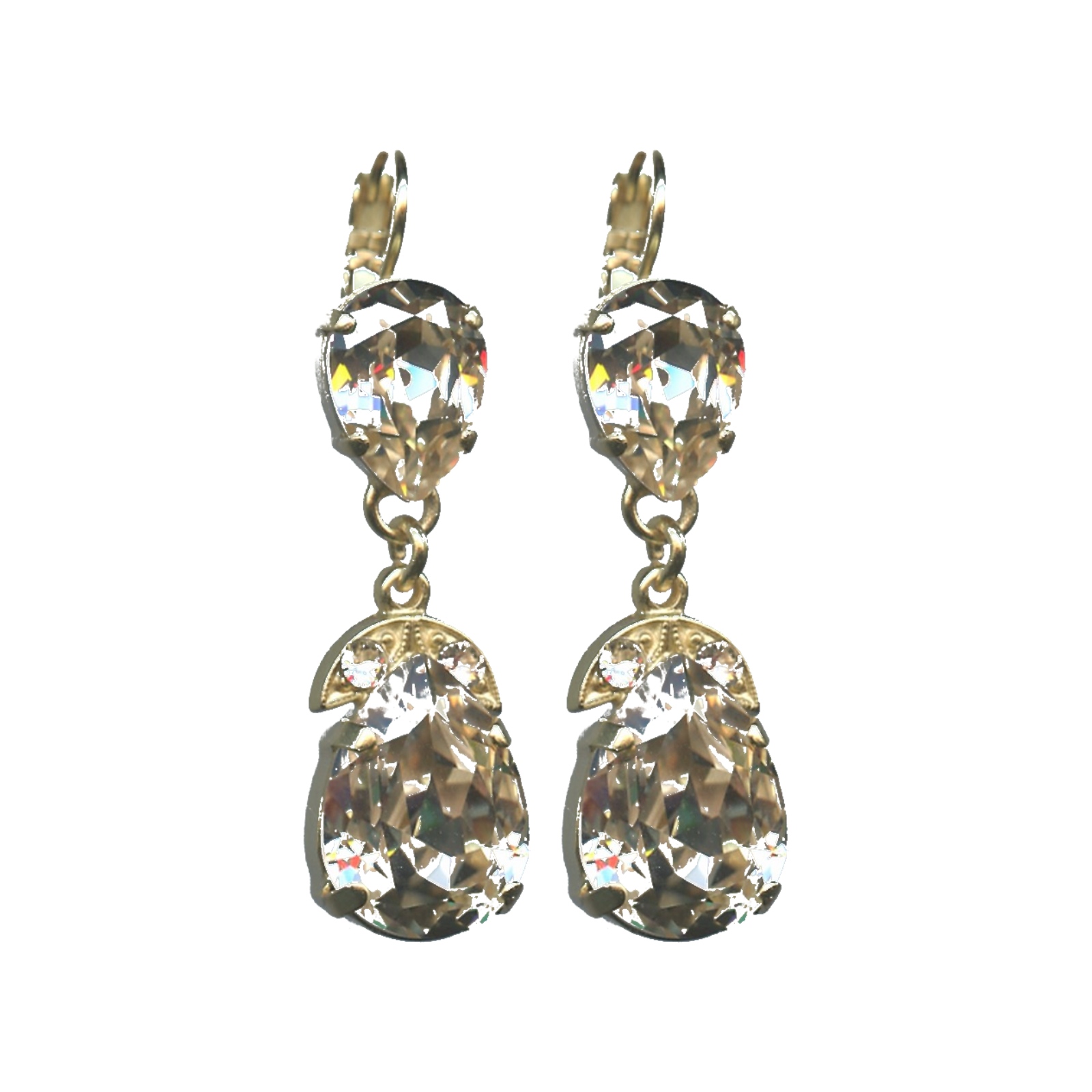 E-1032-4-391391-SP6 Earrings By Mariana Woman Fashionable Silk(Gold Quartz) Swarovski Crystals - Image 1