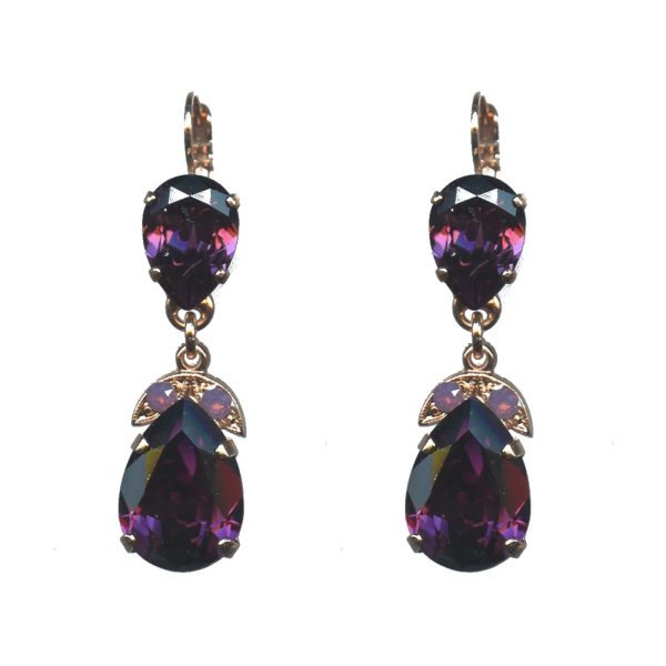 Earrings By Mariana Woman Chic Cyclamen Opal and Amethyst Swarovski Crystals