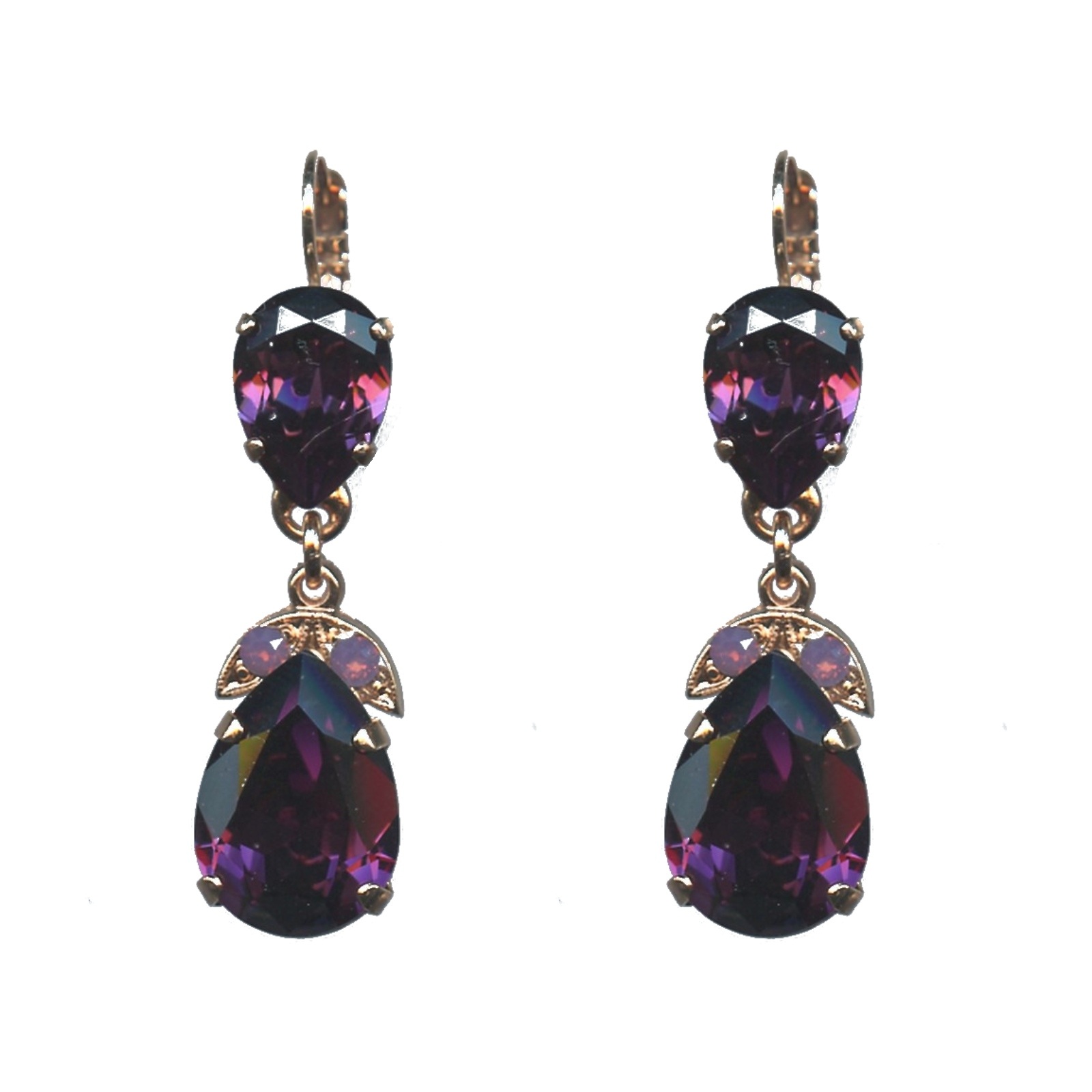 E-1032-4-396204-SP6 Earrings By Mariana Woman Chic Cyclamen Opal and Amethyst Swarovski Crystals - Image 1