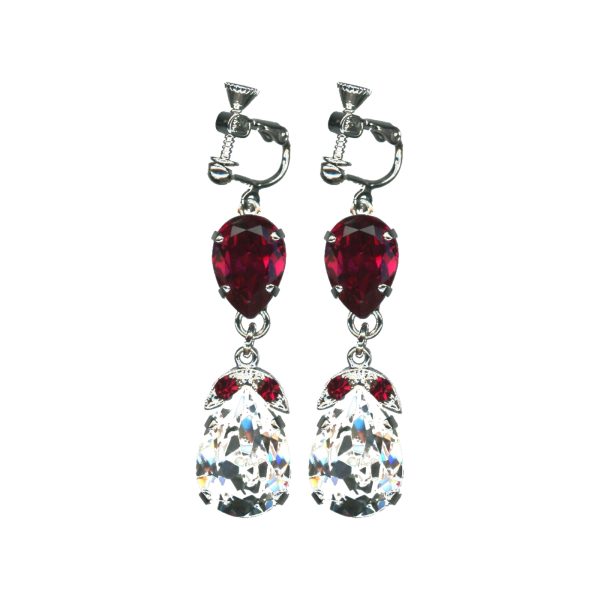 Earrings By Mariana Woman Exquisite Ruby and Clear Crystal Swarovski Crystals