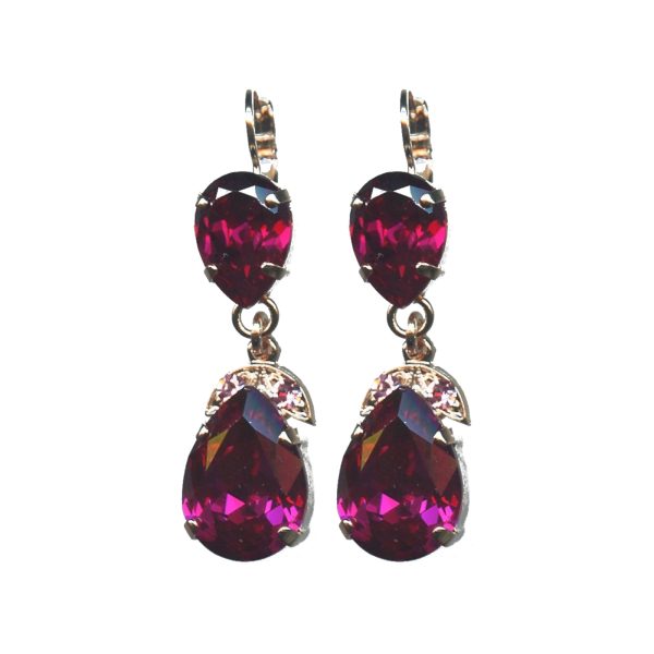 Earrings By Mariana Woman Romantic Ruby and Lt.Rose Swarovski Crystals