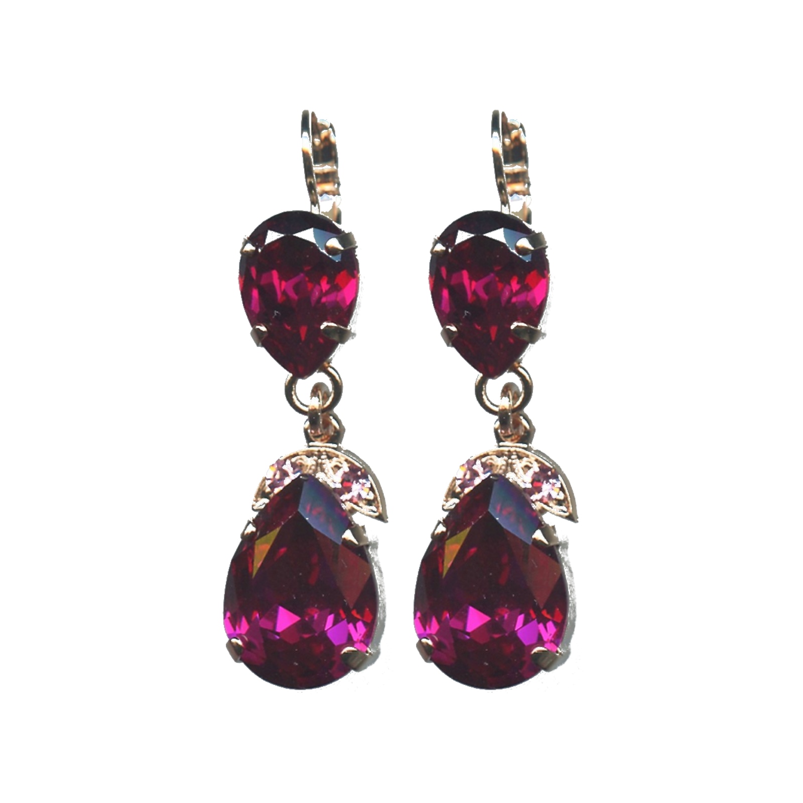 E-1032-4-501223-SP6 Earrings By Mariana Woman Romantic Ruby and Lt.Rose Swarovski Crystals - Image 1