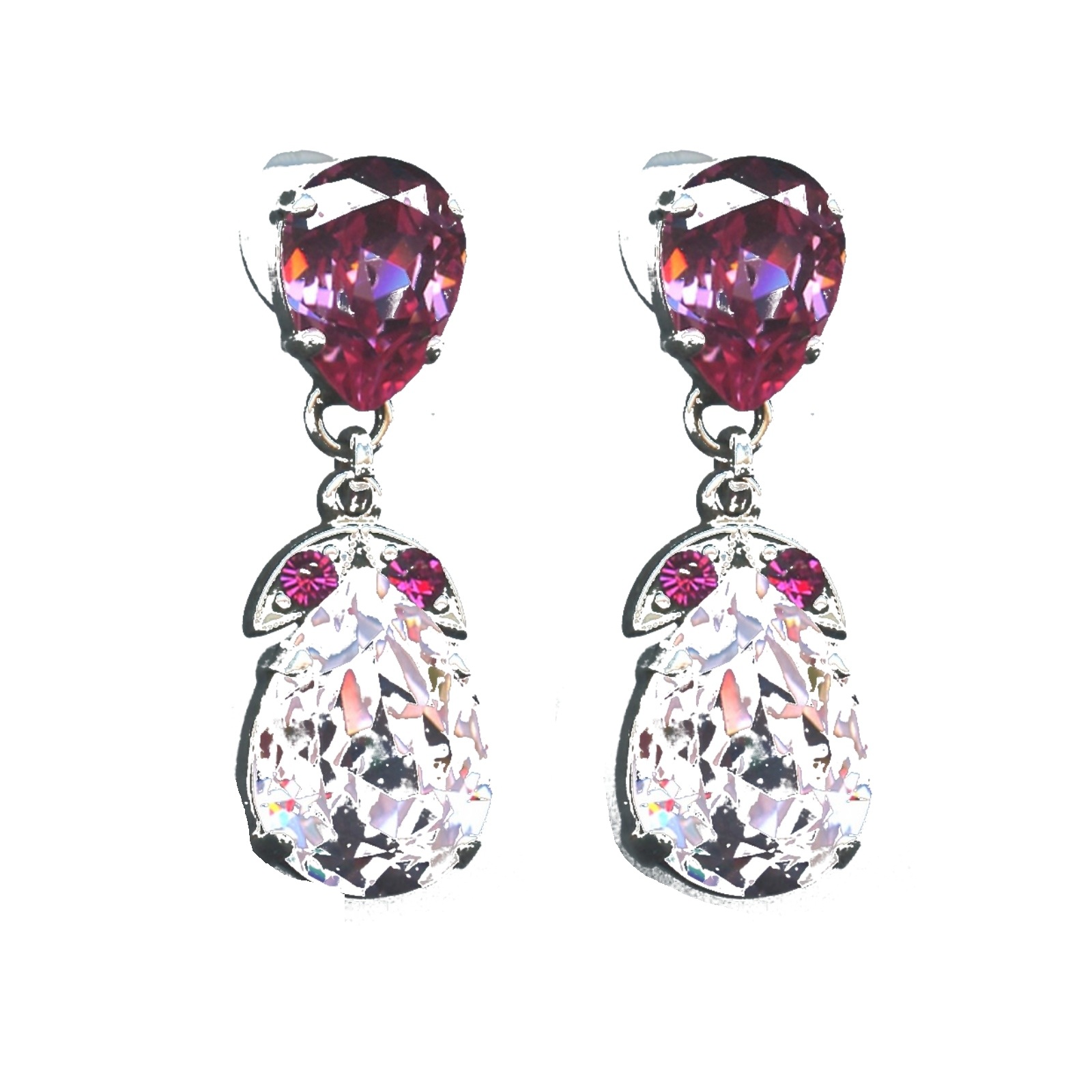 E-1032-4-5022-SP6 Earrings By Mariana Woman White opal and Crystal Aurora Swarovski Crystals - Image 1