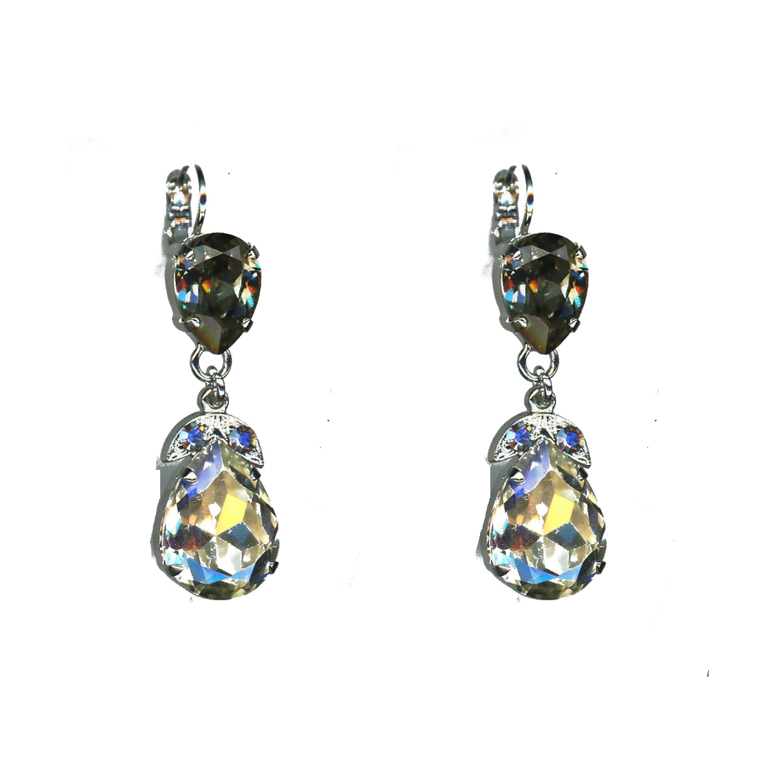 E-1032-4-512-SP6 Earrings By Mariana Woman Striking Clear and Black Diamond Swarovski Crystals - Image 1