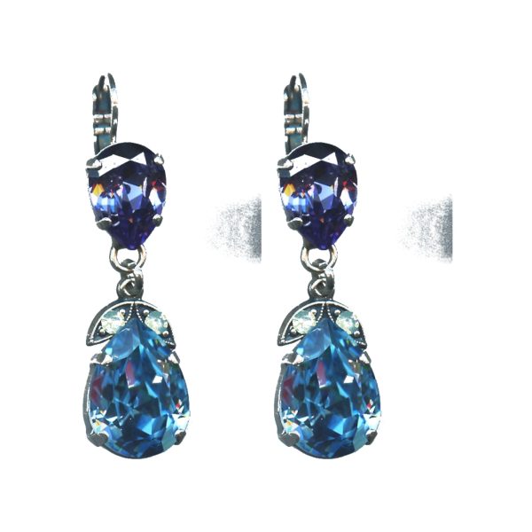 Earrings By Mariana Woman Dazzling Tanzanite and Aquamarine Swarovski Crystals