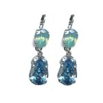Earrings By Mariana Woman Chic Light Blue and Pacific Opaque Swarovski Crystals - Image 2