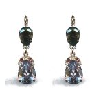Earrings By Mariana Woman Iridescent Green and Smoky Mauve Swarovski Crystals