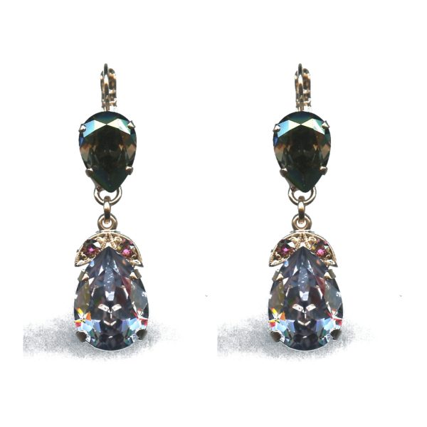Earrings By Mariana Woman Iridescent Green and Smoky Mauve Swarovski Crystals