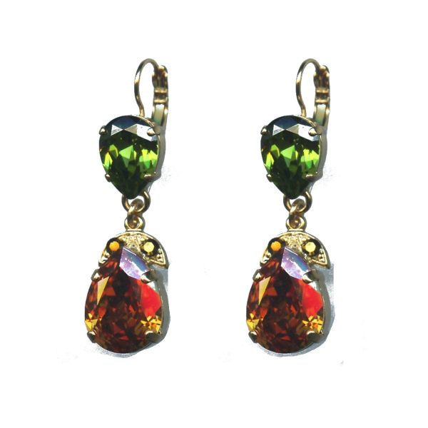 Earrings By Mariana Woman Delicate smoked topaz and Olivine) Swarovski Crystals