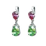 Earrings By Mariana Woman Lovely Peridot and Rose Swarovski Crystals