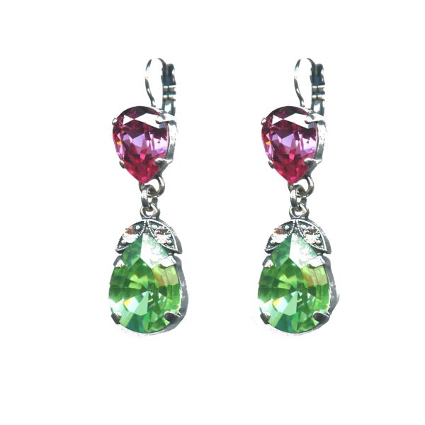 Earrings By Mariana Woman Lovely Peridot and Rose Swarovski Crystals