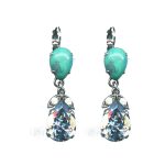 Earrings By Mariana Woman Turquoise mineral and Carribean Swarovski Crystals - Image 2