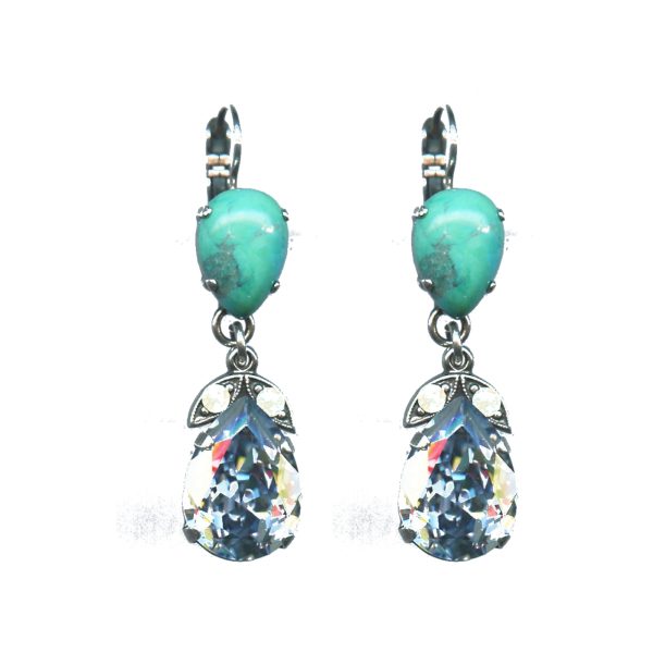 Earrings By Mariana Woman Turquoise mineral and Carribean Swarovski Crystals