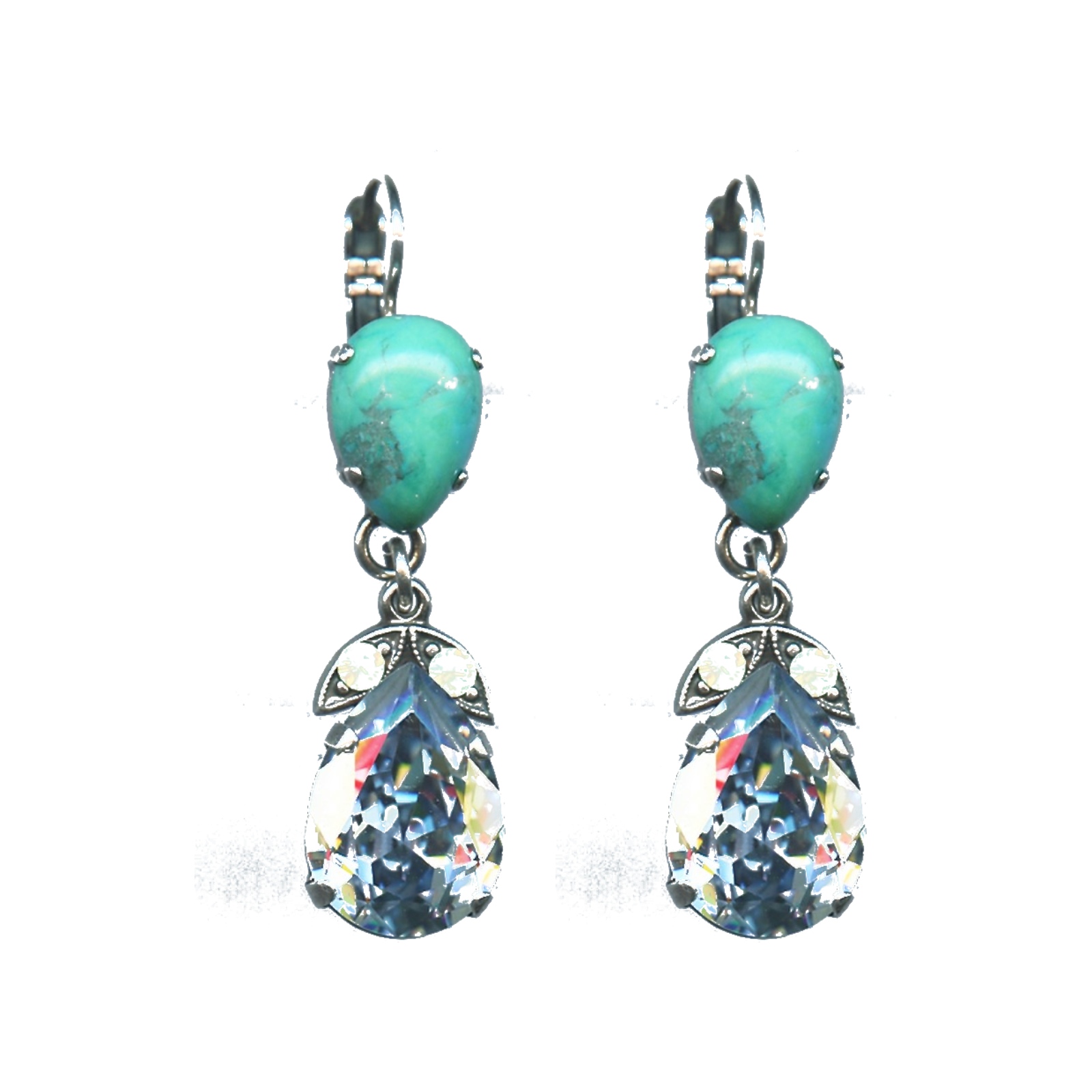 E-1032-4-M1065-SP6 Earrings By Mariana Woman Turquoise mineral and Carribean Swarovski Crystals - Image 1