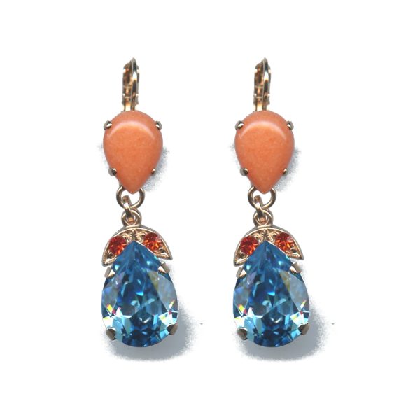 Earrings By Mariana Woman Radiant Turquoise Mineral and Blues Swarovski Crystals