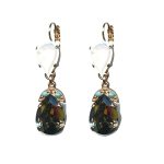 Earrings By Mariana Woman Charming Turquoise Mineral and Jet Swarovski Crystals