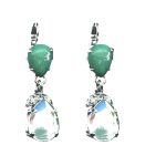 Earrings By Mariana Woman Turquoise Mineral and Green Opal Swarovski Crystals