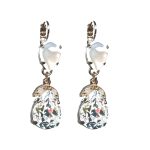 Earrings By Mariana Woman Dazzling White Mineral and Clear Swarovski Crystals