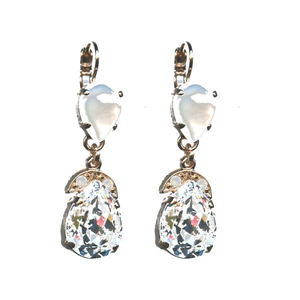 Earrings By Mariana Woman Dazzling White Mineral and Clear Swarovski Crystals