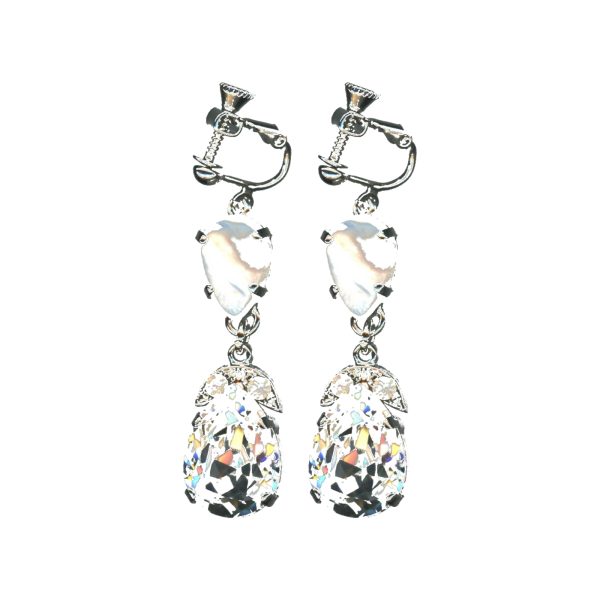 Earrings By Mariana Woman Elegant White Mineral and Clear Swarovski Crystals