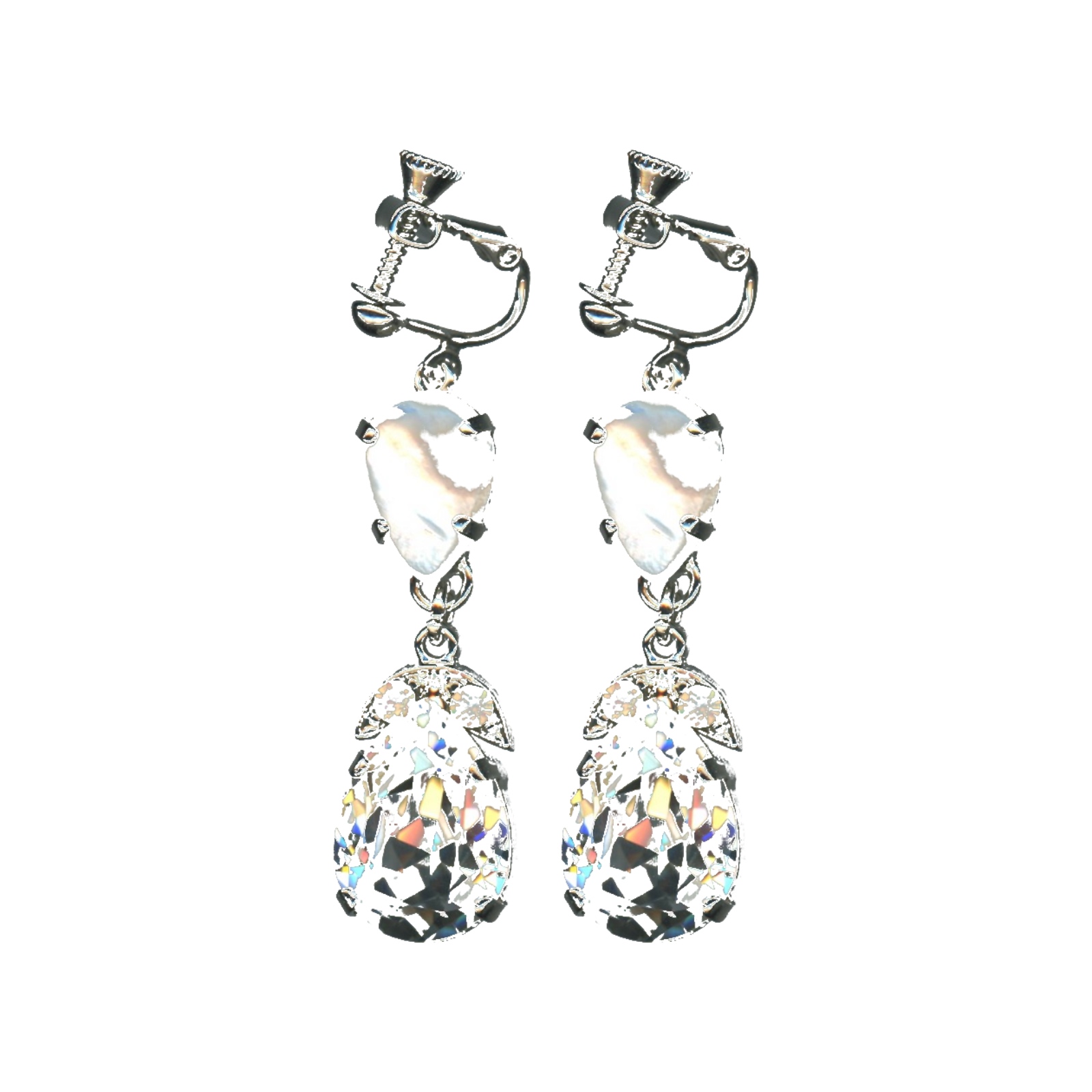 E-1032-4-M87001-SP6 Earrings By Mariana Woman Elegant White Mineral and Clear Swarovski Crystals - Image 1