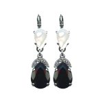 Earrings By Mariana Woman Chic Pearl Mineral and Jet(Black) Swarovski Crystals - Image 2