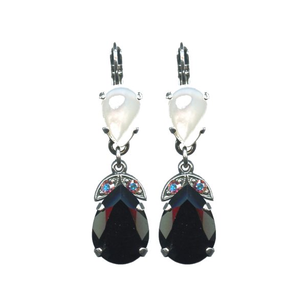 Earrings By Mariana Woman Chic Pearl Mineral and Jet(Black) Swarovski Crystals