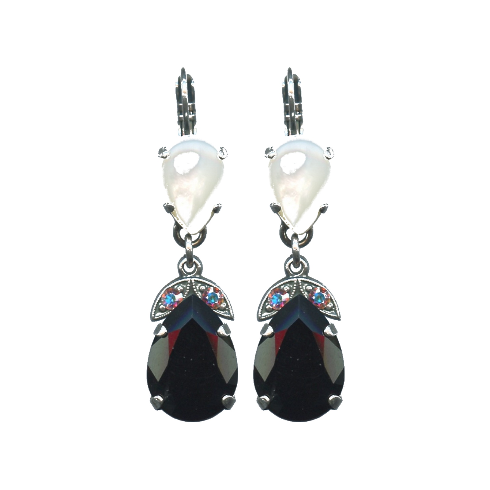 E-1032-4-M87280-SP6 Earrings By Mariana Woman Chic Pearl Mineral and Jet(Black) Swarovski Crystals - Image 1