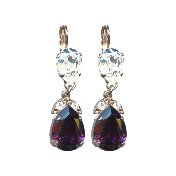 Earrings By Mariana Woman Timeless Amethyst and Moonlight Swarovski Crystals