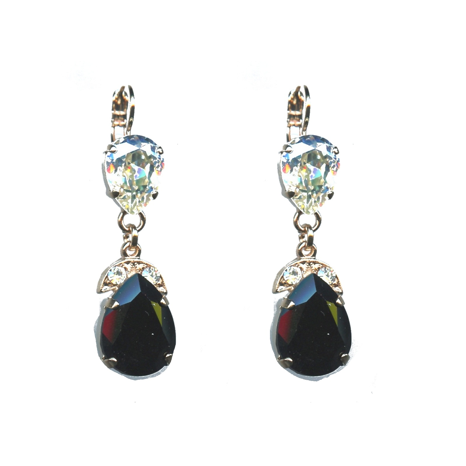 E-1032-4-MOL280-SP6 Earrings By Mariana Woman Luminous Moonlight and Jet Swarovski Crystals - Image 1