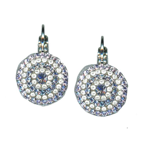 Earrings By Mariana Woman Striking Pearl and Lavender Swarovski Crystals