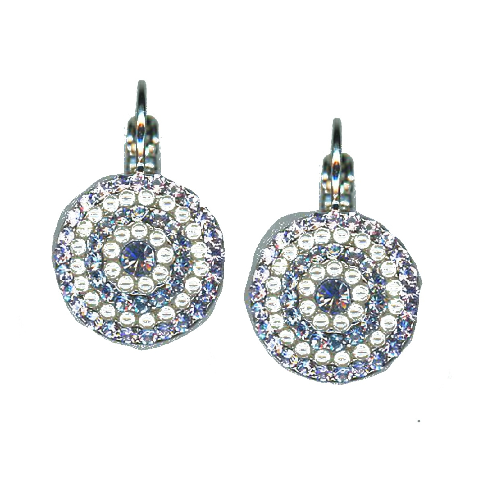 E-1193-1010-SP6 Earrings By Mariana Woman Striking Pearl and Lavender Swarovski Crystals - Image 1