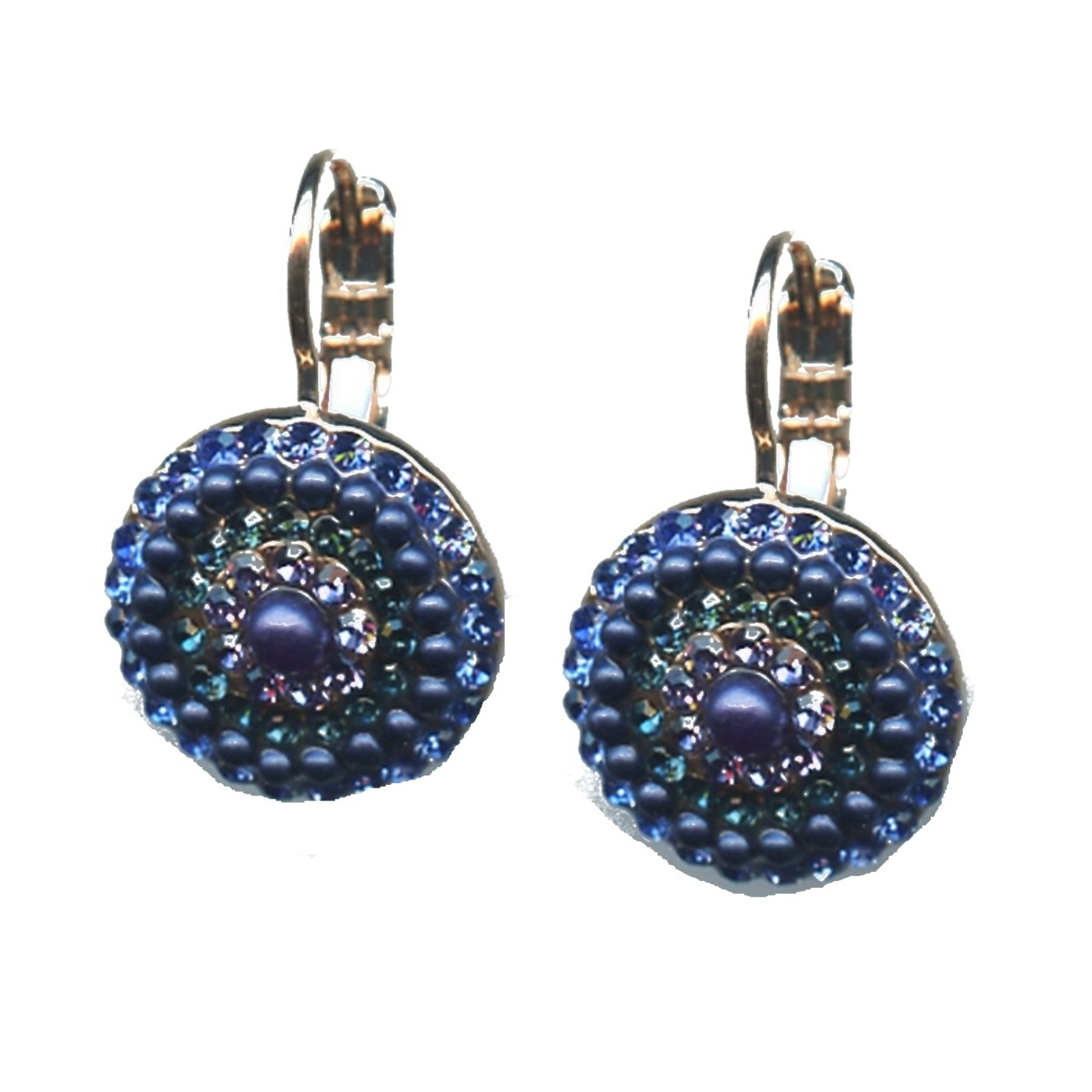 E-1193-1026-SP6 Earrings By Mariana Woman Refined Agate Mineral and Sapphire Swarovski Crystals - Image 1