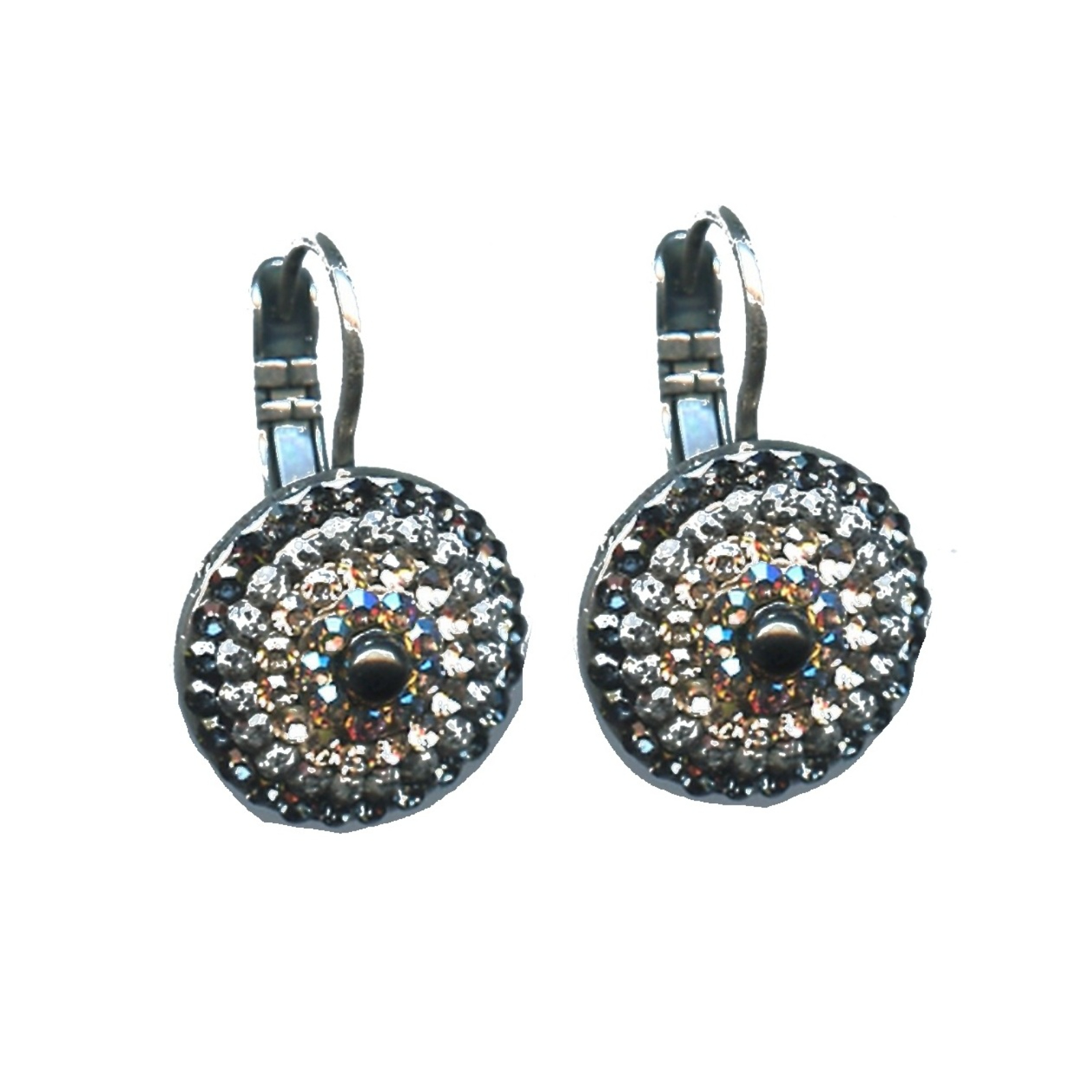 E-1193-1035-SP6 Earrings By Mariana Woman Crystal Luminous Green and Black Swarovski Crystals - Image 1