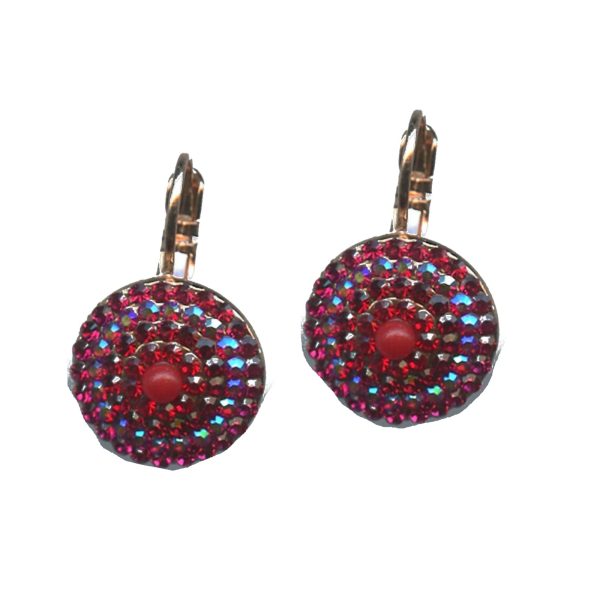 Earrings By Mariana Woman Chic Red and Siam and Fuchsia Swarovski Crystals