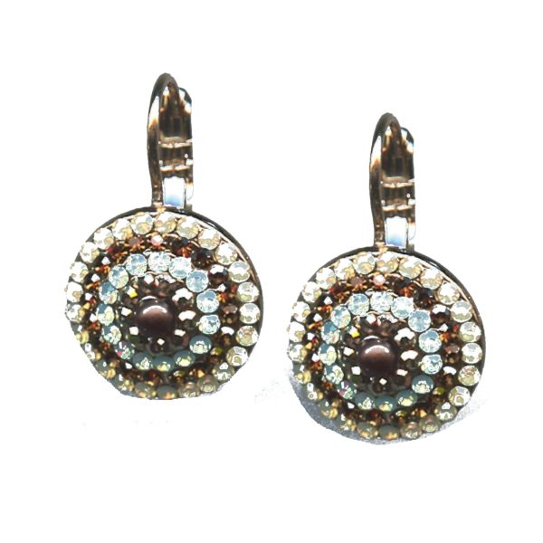 Earrings By Mariana Woman Pacific Opal and Chocolate Brown Swarovski Crystals