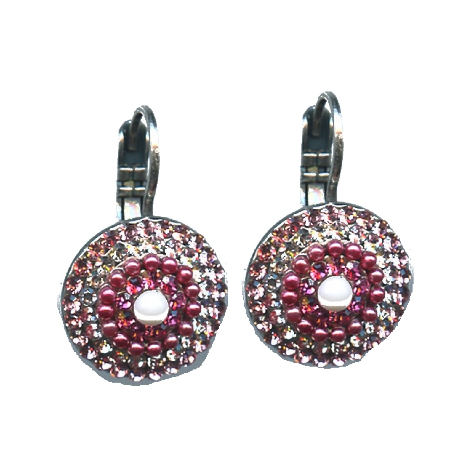 E-1193-1046-SP6 Earrings By Mariana Woman Luminous Pink and Pink Opal Swarovski Crystals - Image 1