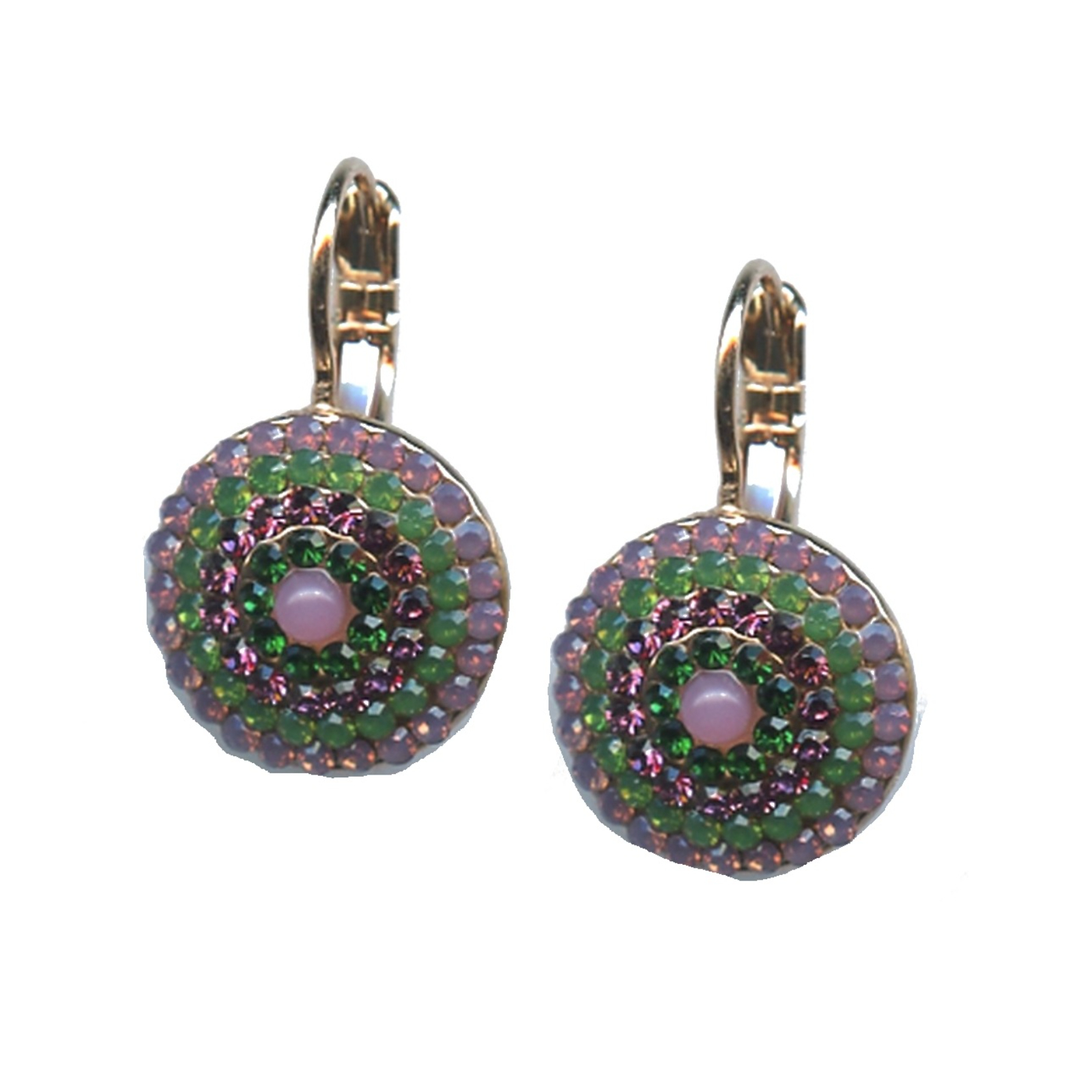 E-1193-1048-SP6 Earrings By Mariana Woman Forest Green and Fuchsia Mineral Swarovski Crystals - Image 1