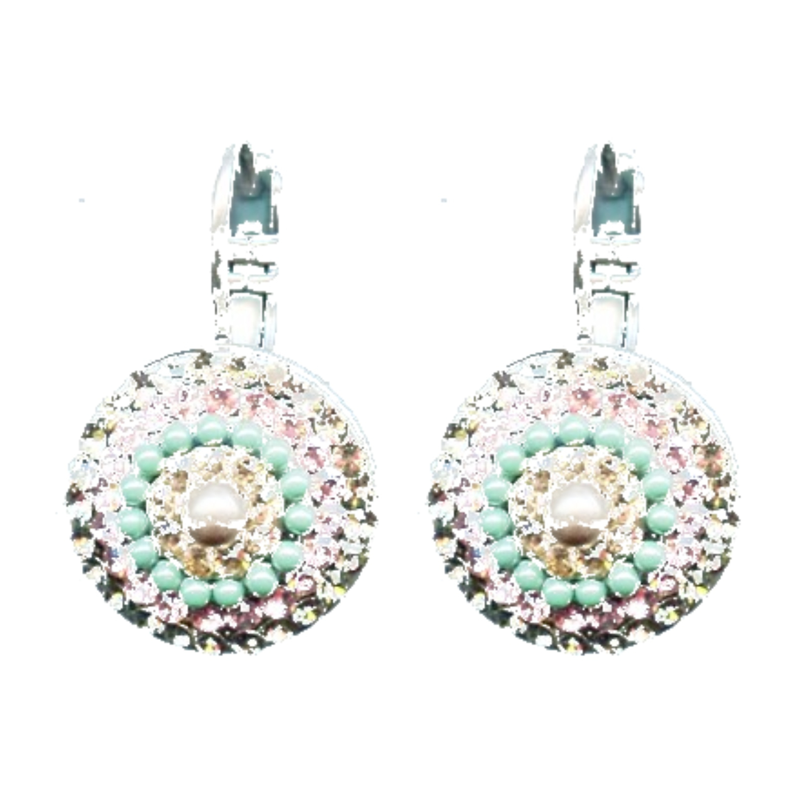 E-1193-1050-SP6 Earrings By Mariana Woman Chic Topaz and Pale Green and Pink Swarovski Crystals - Image 1